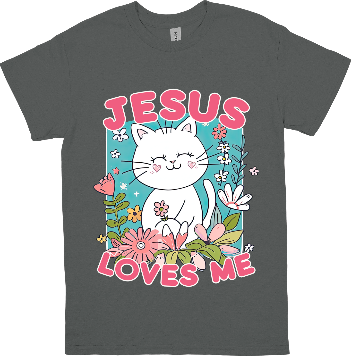 Jesus Loves Me Kitten(White) Kids T-Shirt