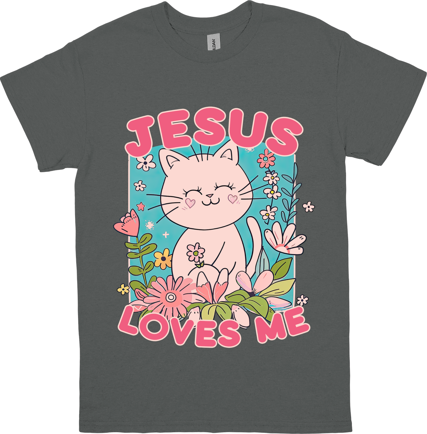 Jesus Loves Me Kitten(Pink) Kids T-Shirt