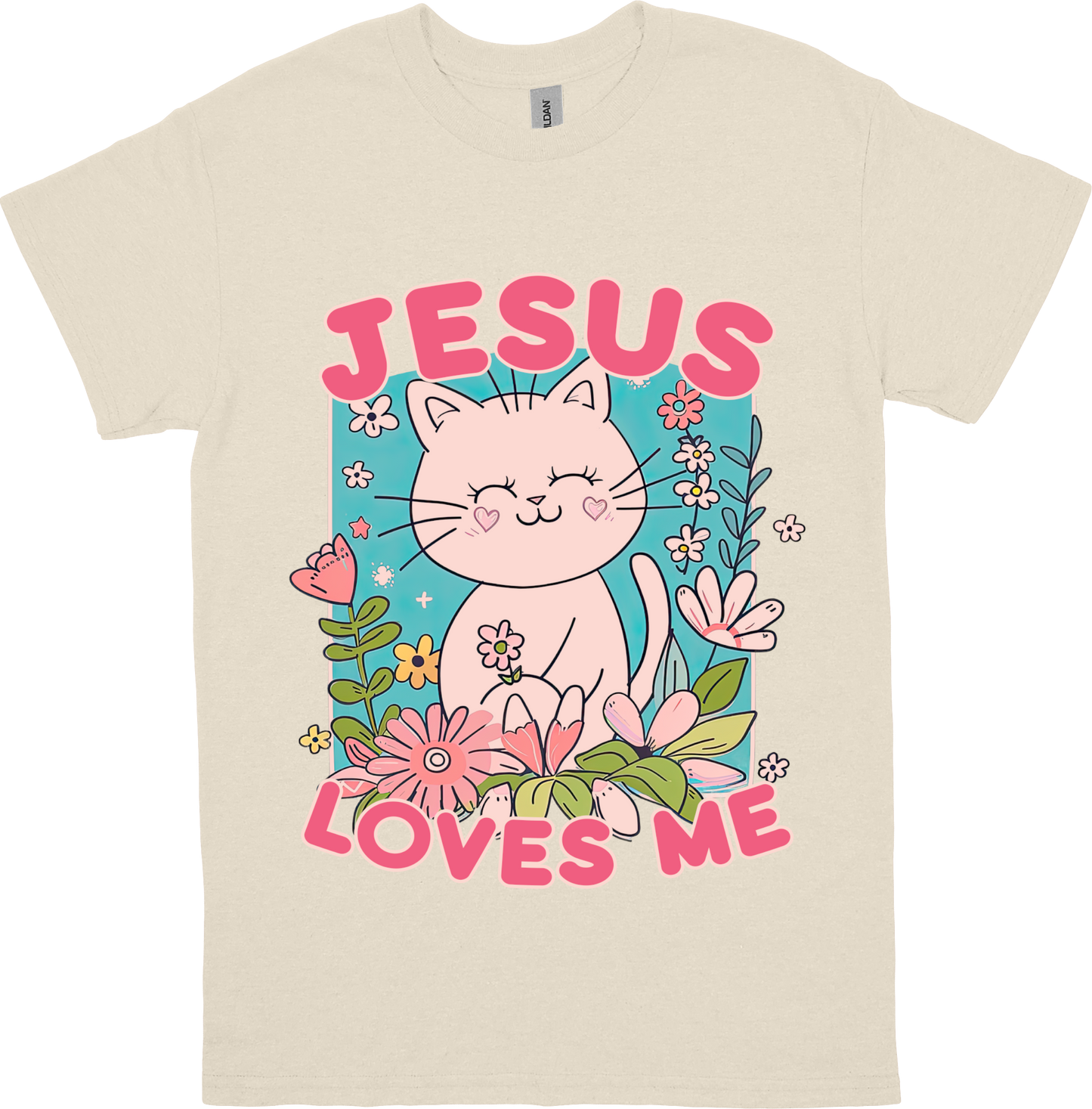 Jesus Loves Me Kitten(Pink) Kids T-Shirt