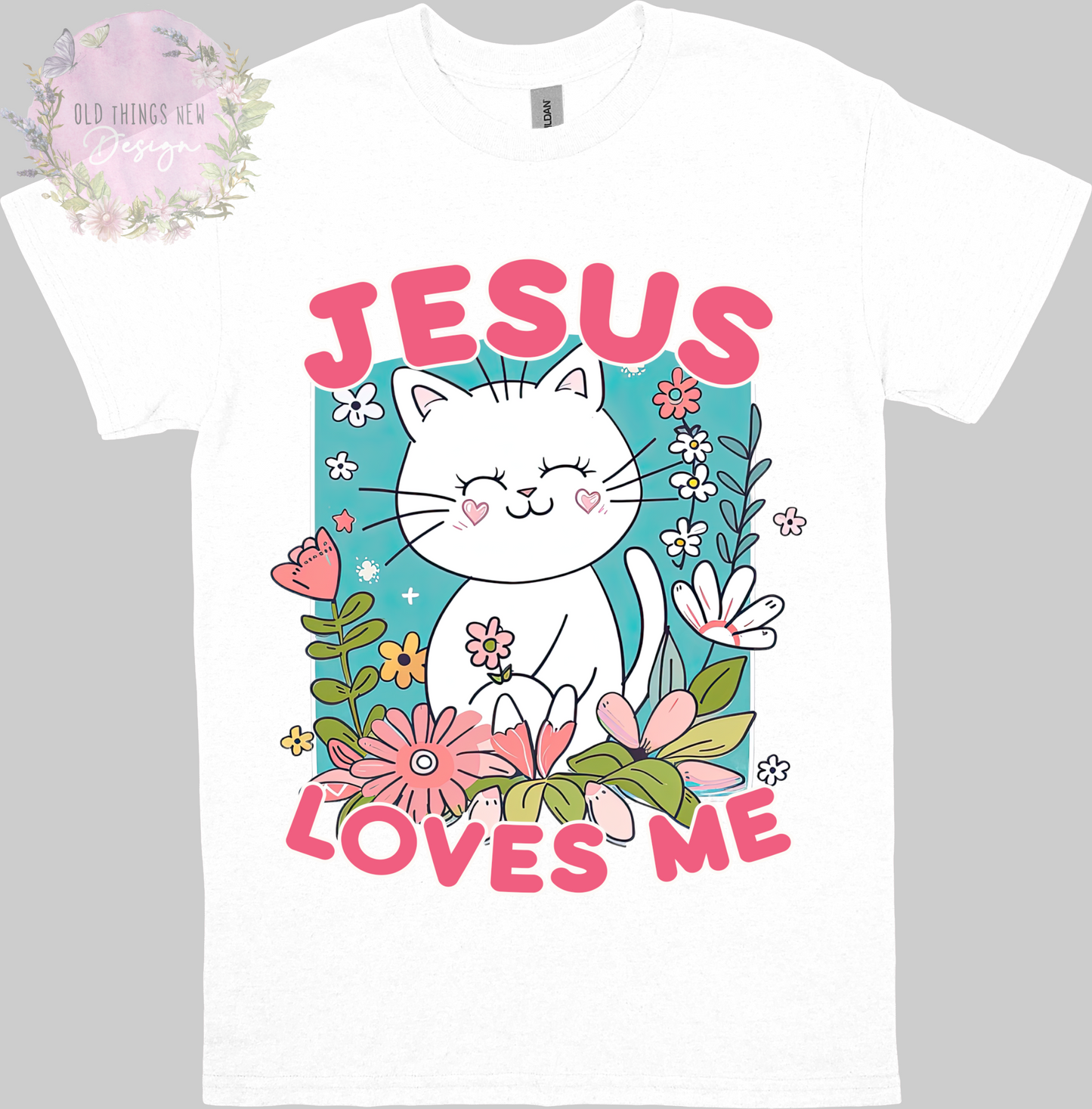 Jesus Loves Me Kitten(White) Kids T-Shirt
