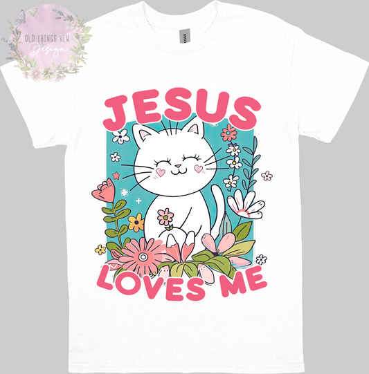 Jesus Loves Me Kitten(White) Kids T-Shirt