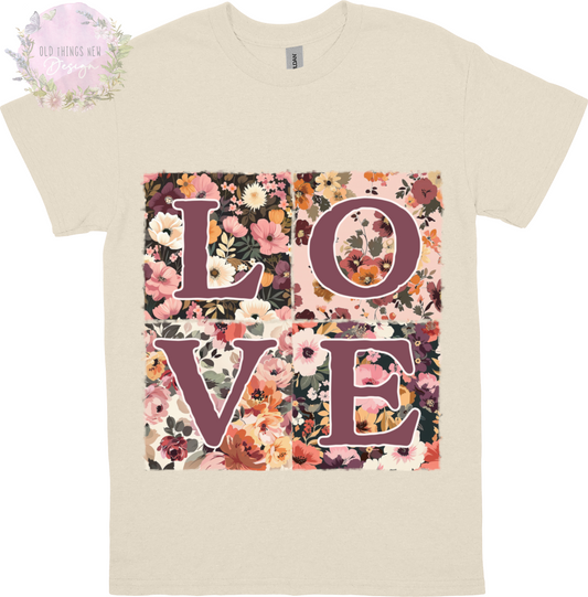 LOVE Floral Patchwork T-Shirt Kids (Plum)