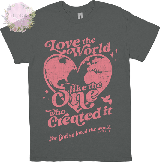 Love The World T-Shirt Adults (Pink)