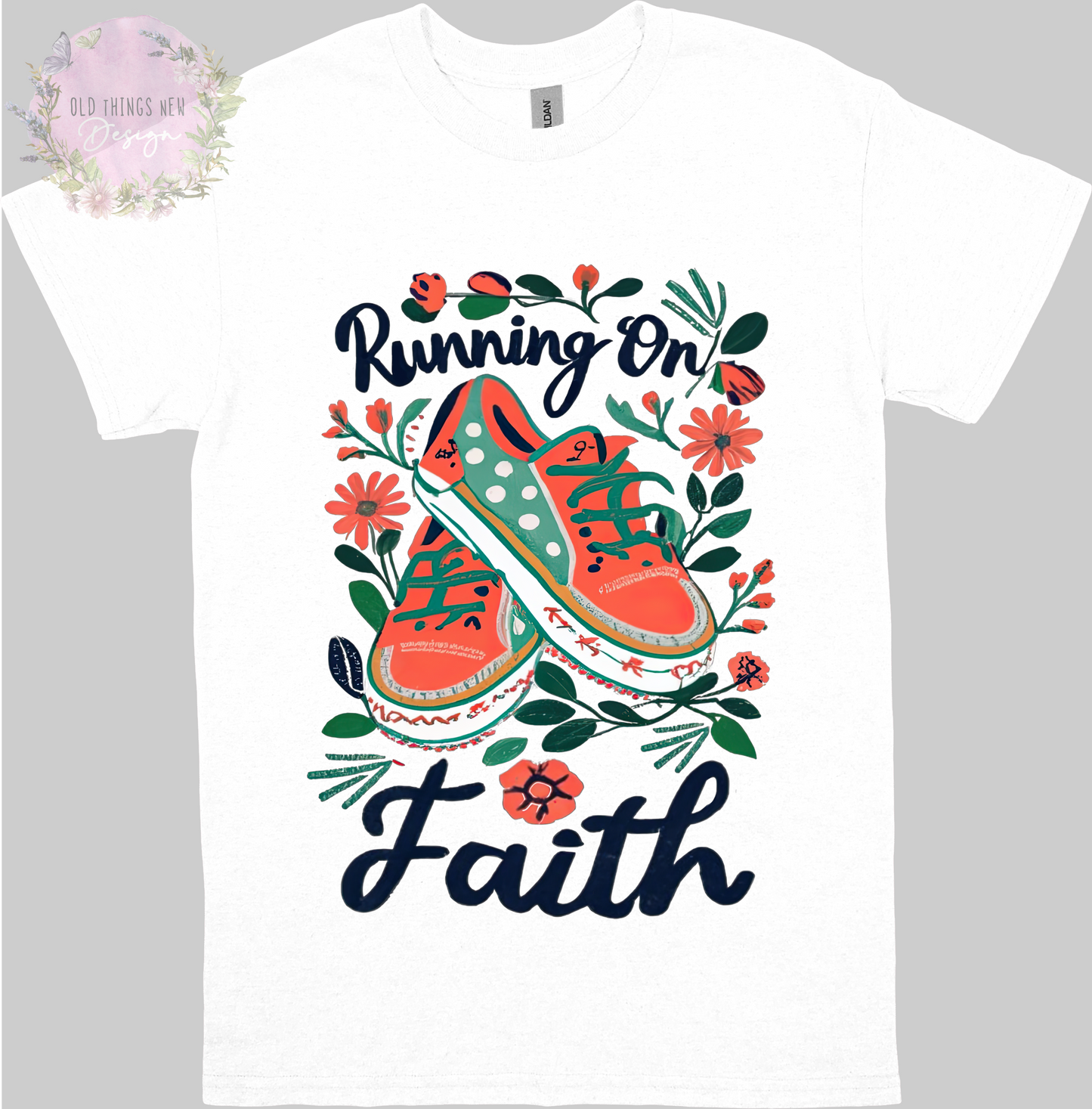 Running On Faith Adults T-Shirt
