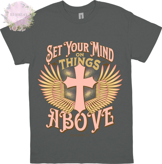 Set Your Mind On Things Above (Pink) Kids T-Shirt