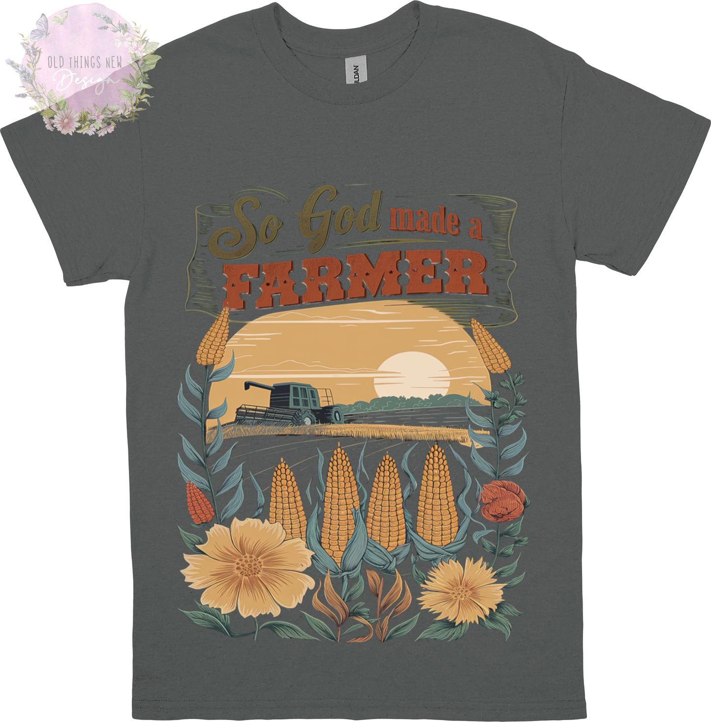 God Made a Farmer(Dark) Adult T-Shirt
