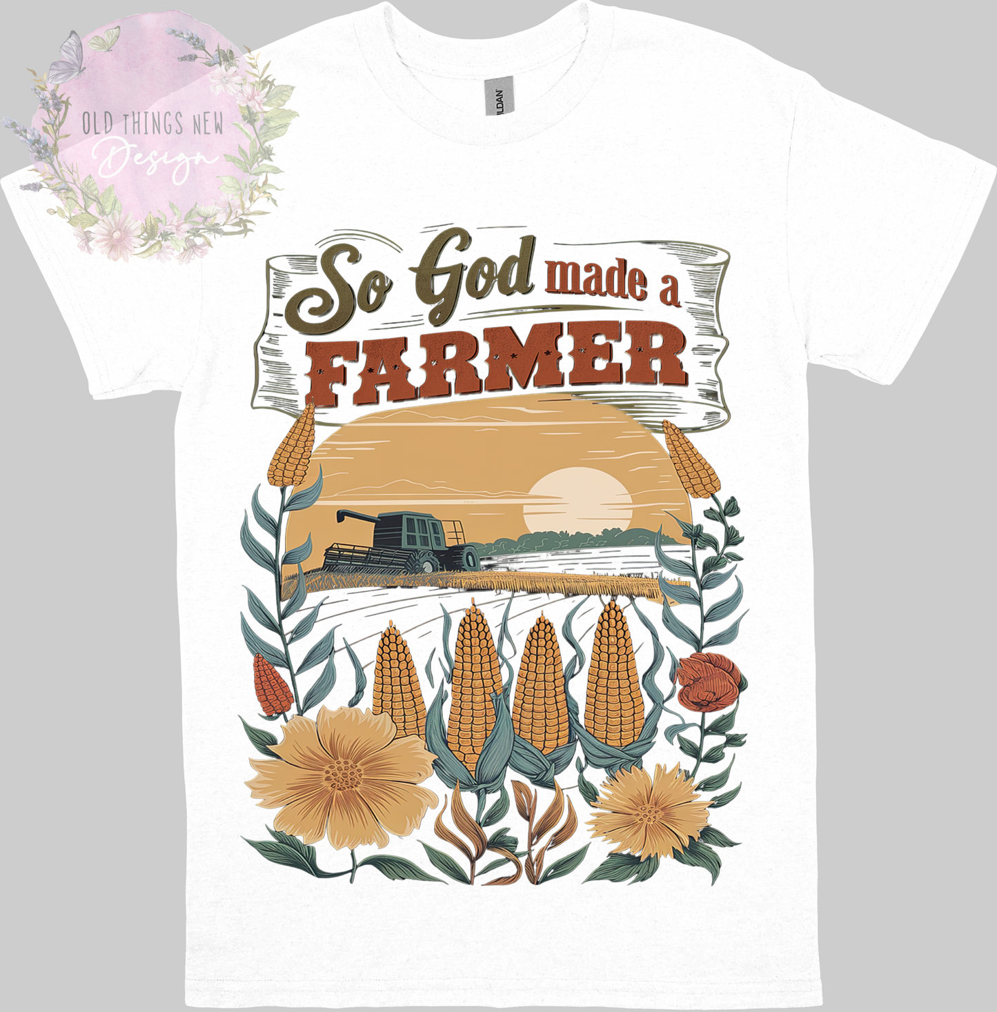 God Made a Farmer(Dark) Adult T-Shirt