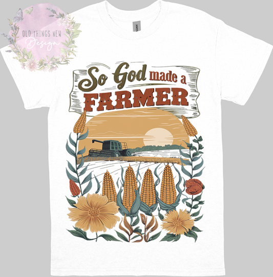 God Made a Farmer(Dark) Adult T-Shirt