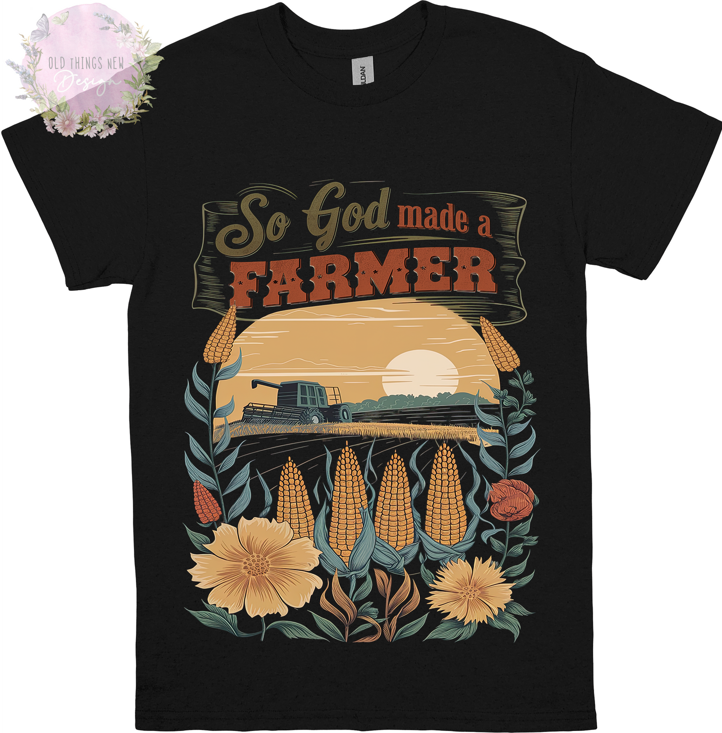 God Made a Farmer(Dark) Adult T-Shirt