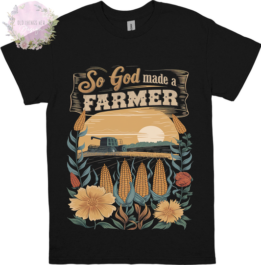 God Made a Farmer(Light) Adults T-Shirt