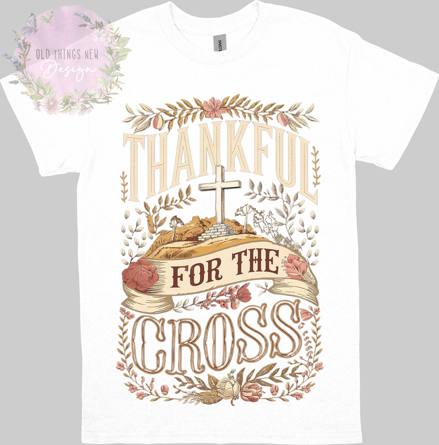 Thankful For The Cross (Light) Adults T-Shirt