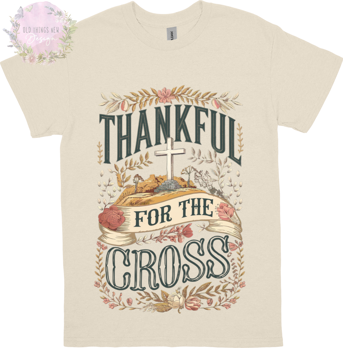 Thankful For The Cross (Dark) Adults T-Shirt