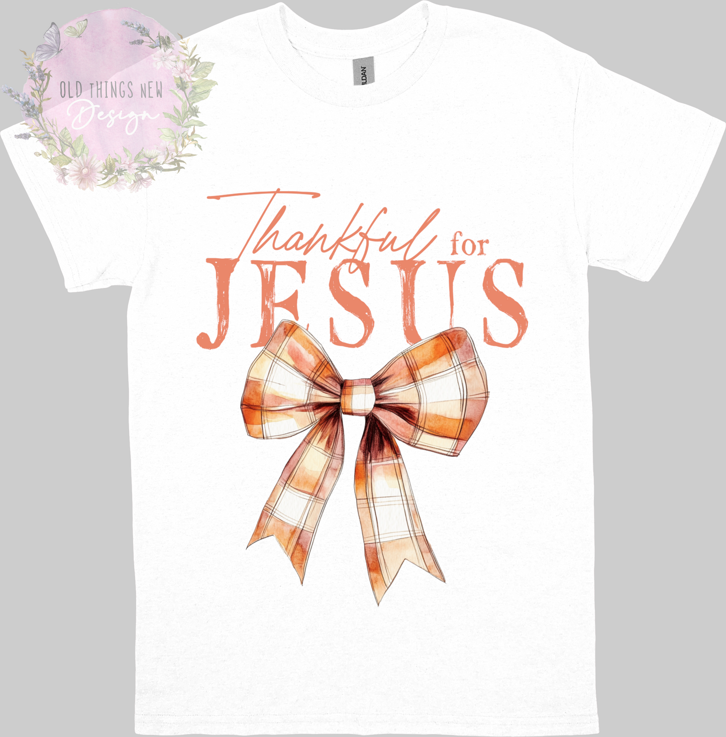 Thankful for Jesus (Coral) Adults T-Shirt
