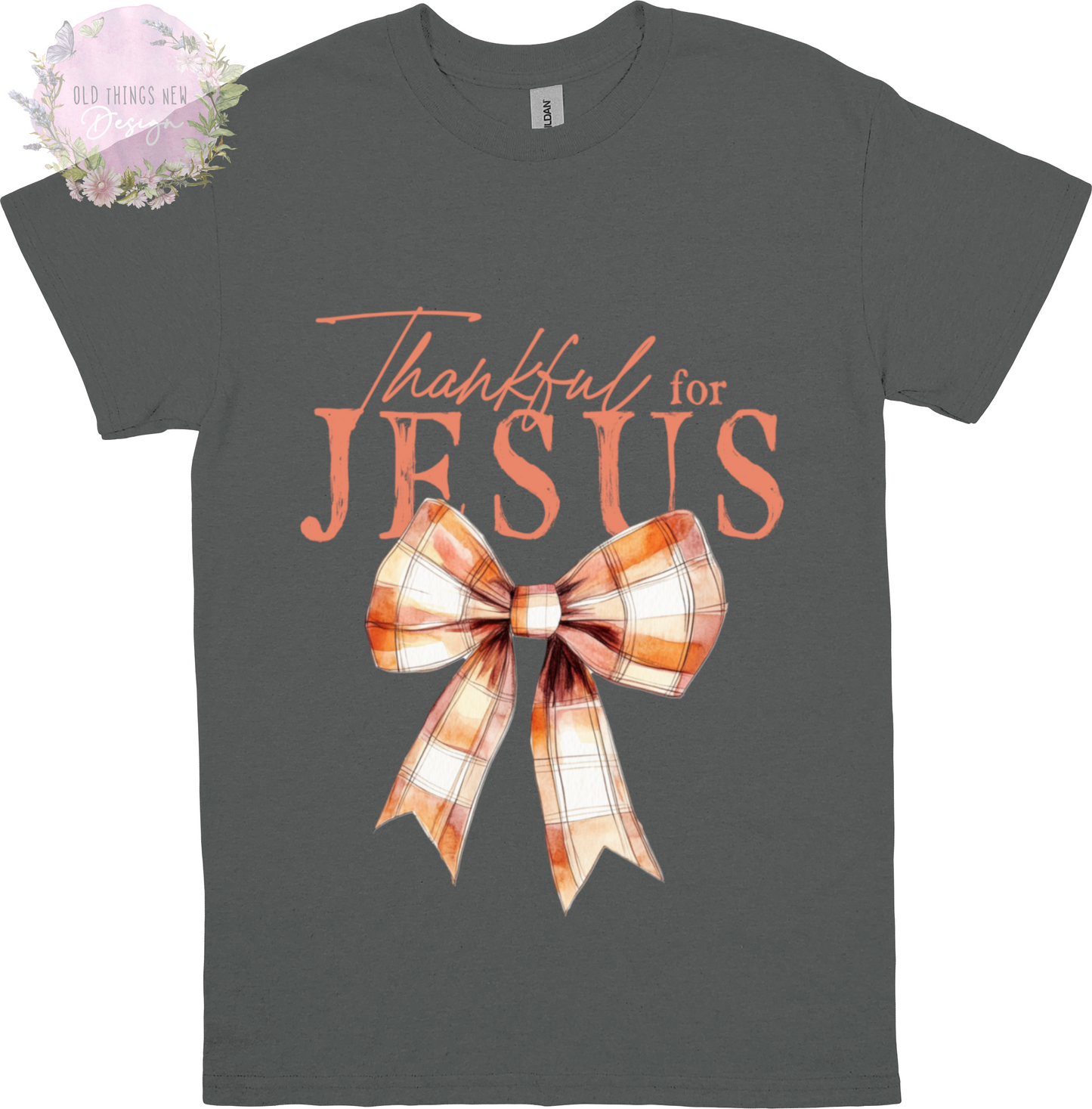 Thankful for Jesus (Coral) Adults T-Shirt
