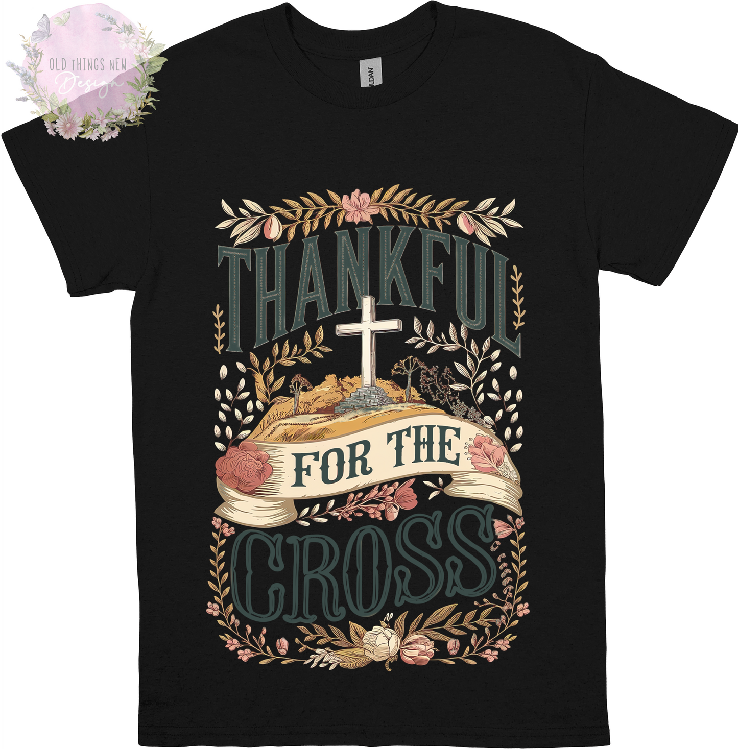 Thankful For The Cross (Dark) Adults T-Shirt