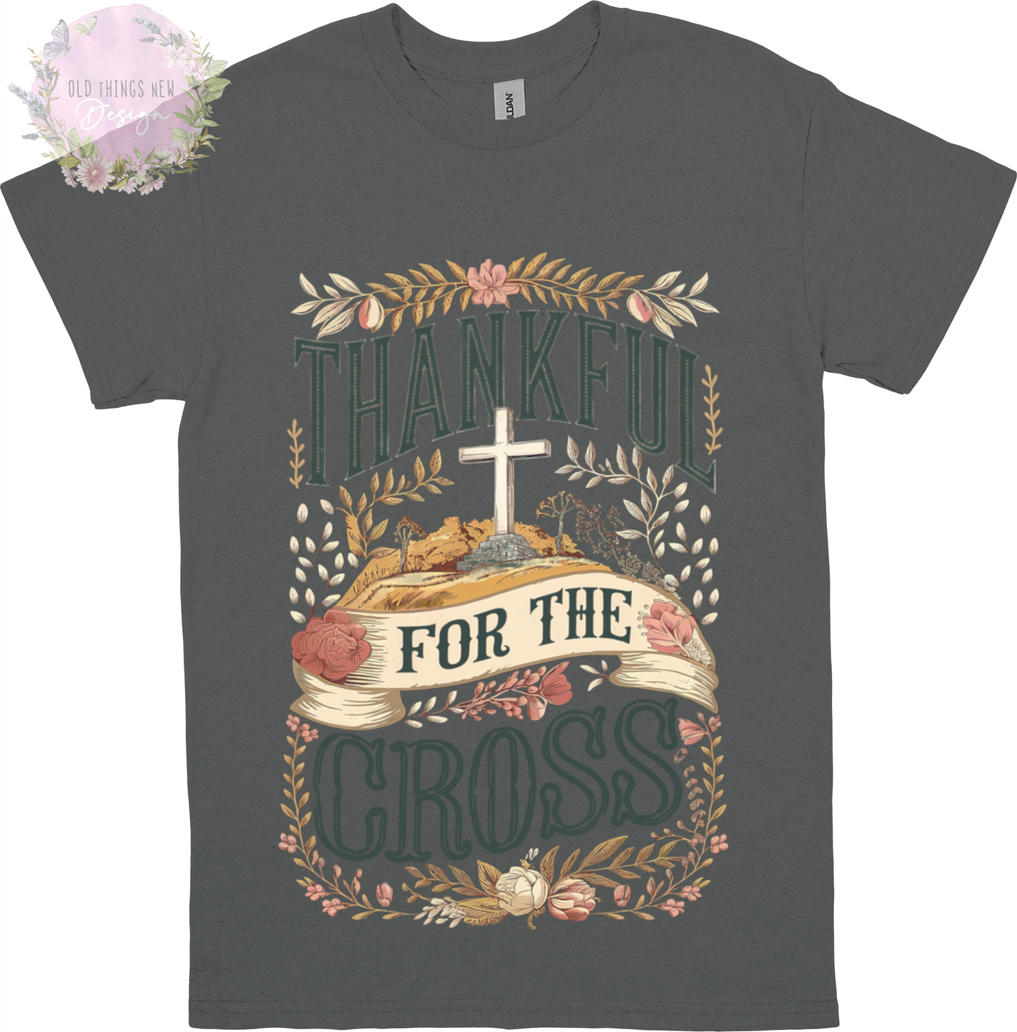 Thankful For The Cross (Dark) Adults T-Shirt