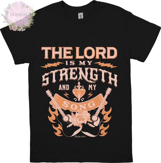 The Lord Is My Strength and my song Adults T-Shirt (Peach)