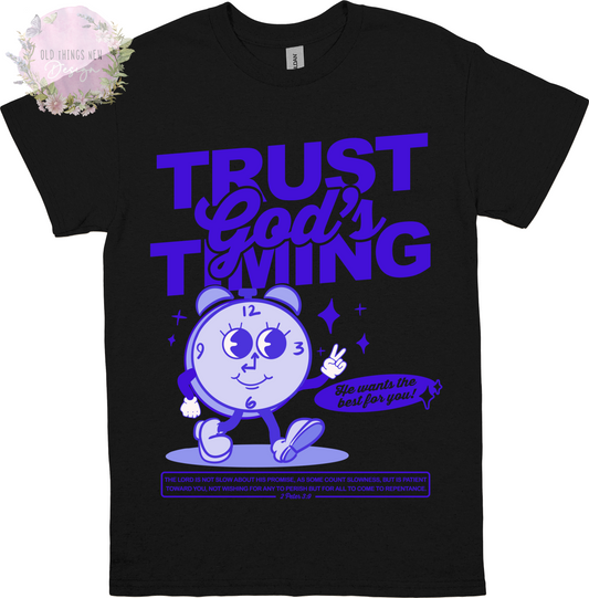 Trust God's Timing (Blue) Kids T-Shirt