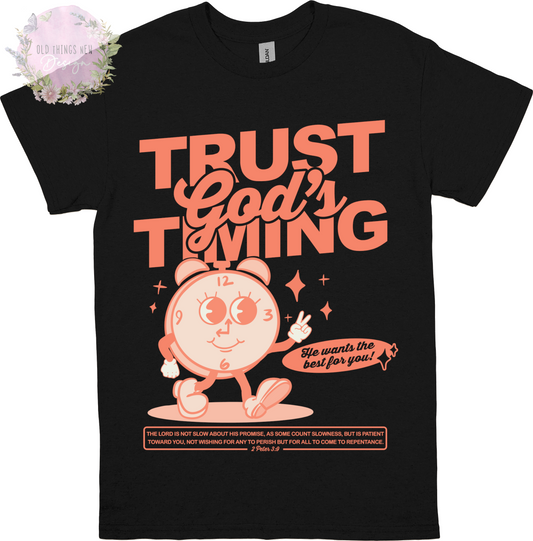 Trust God's Timing (peach) Adults T-Shirt