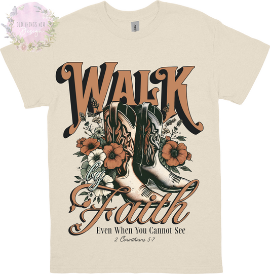 Walk By Faith(Dark) Adults T-Shirt