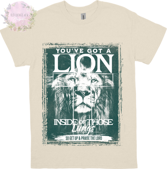 You've Got A Lion Vintage Rock Adults T-Shirt (Teal)
