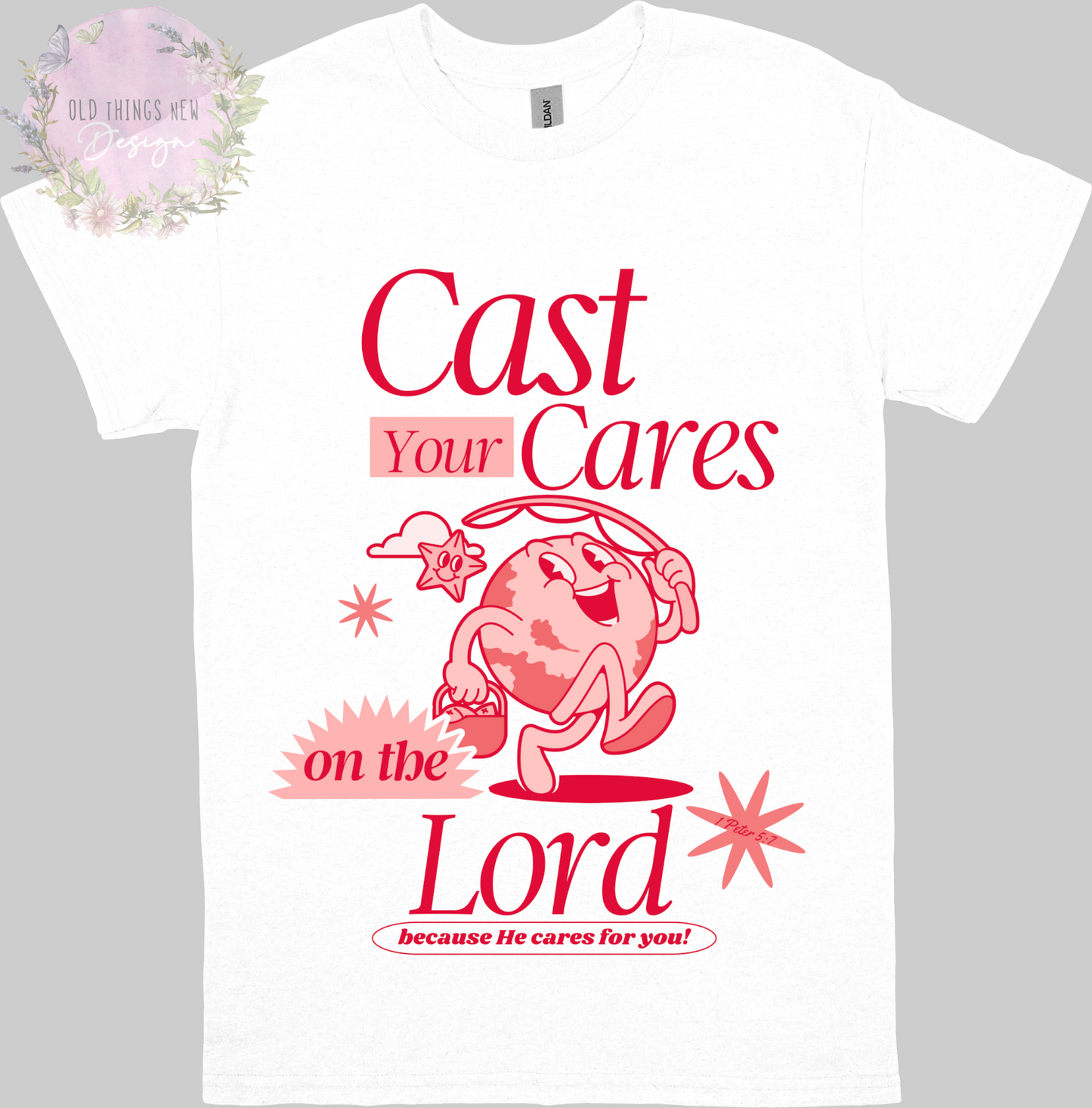 Cast Your Cares (Red) Kids T-Shirt
